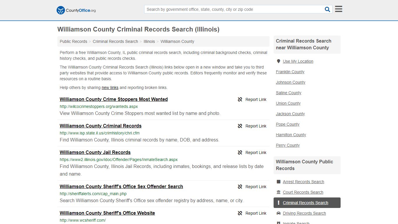 Criminal Records Search - Williamson County, IL (Arrests ...